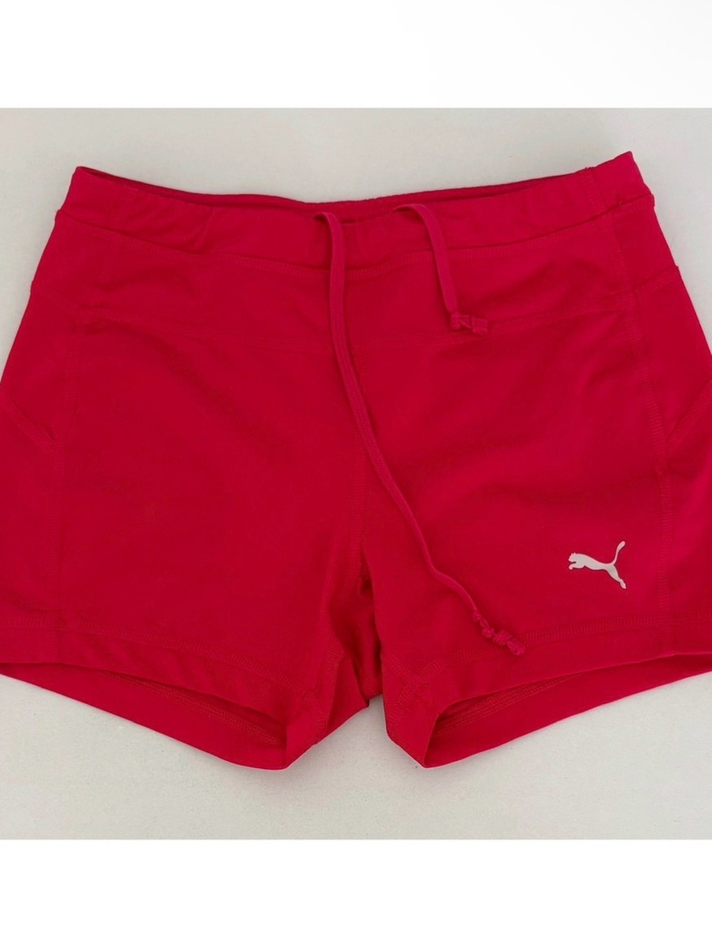 Puma Hot Pink Maroon White Logo Graphic Athletic Bike Shorts Bottoms Size XS 🩷✨